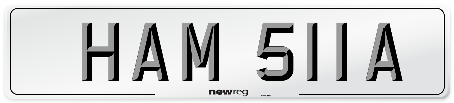 HAM 511A Number Plate from New Reg